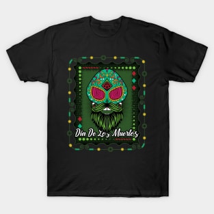 Sugar Skull Day Of The Dead Green T-Shirt